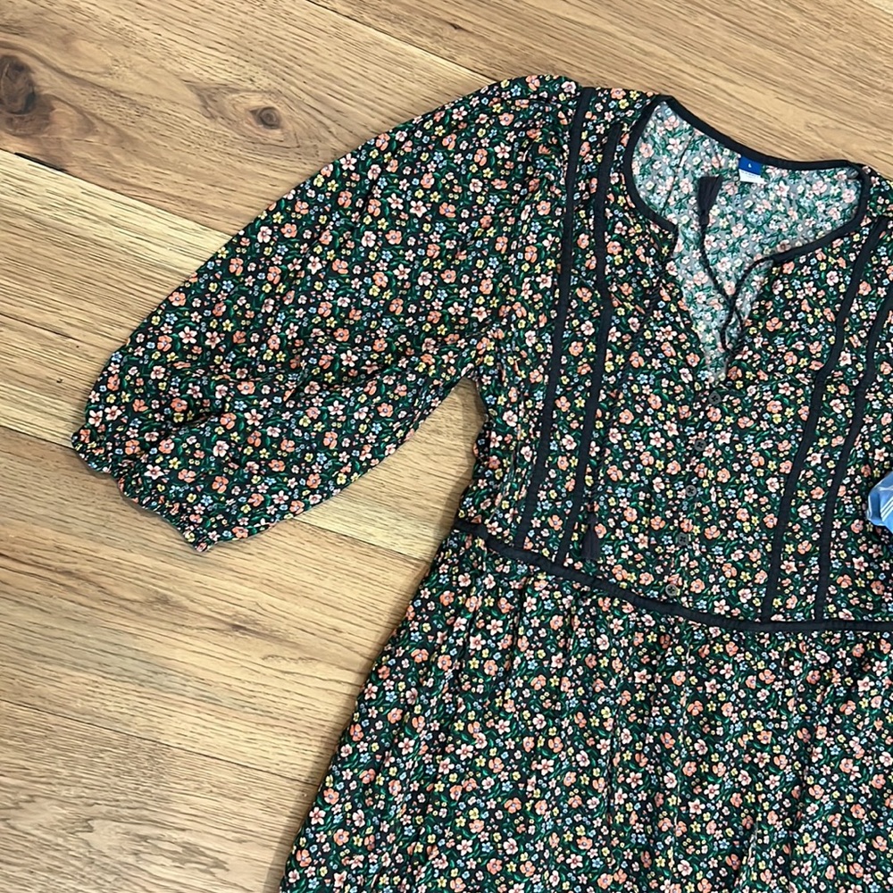 Floral Black Midi Dress — Women's Casual Summer Dress - Picture 5 of 8